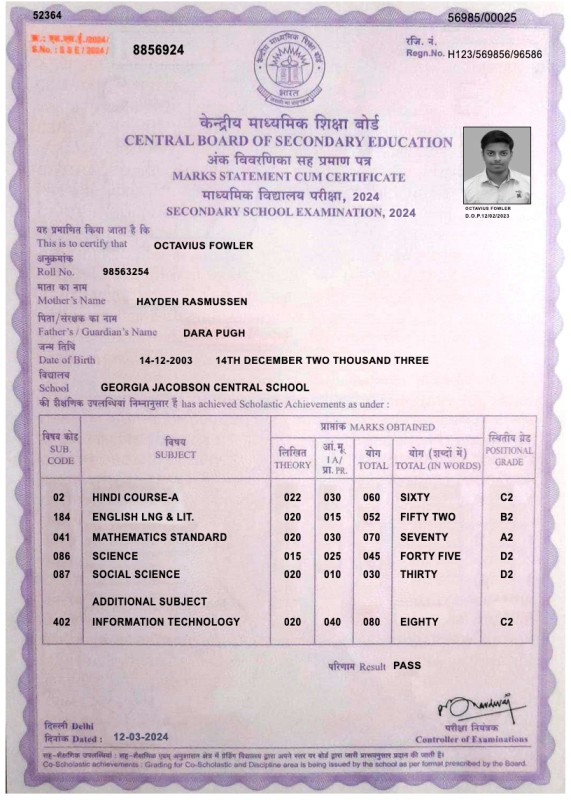 CBSE Marksheet